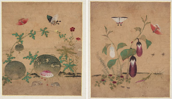 초충도(草蟲圖) 8폭병 중, 국립중앙박물관 소장